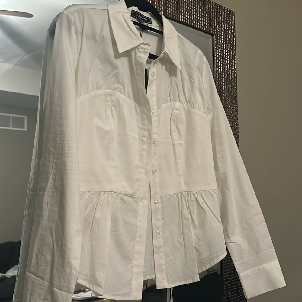 BCBGMAXAZRIA Corset Button-Down Shirt